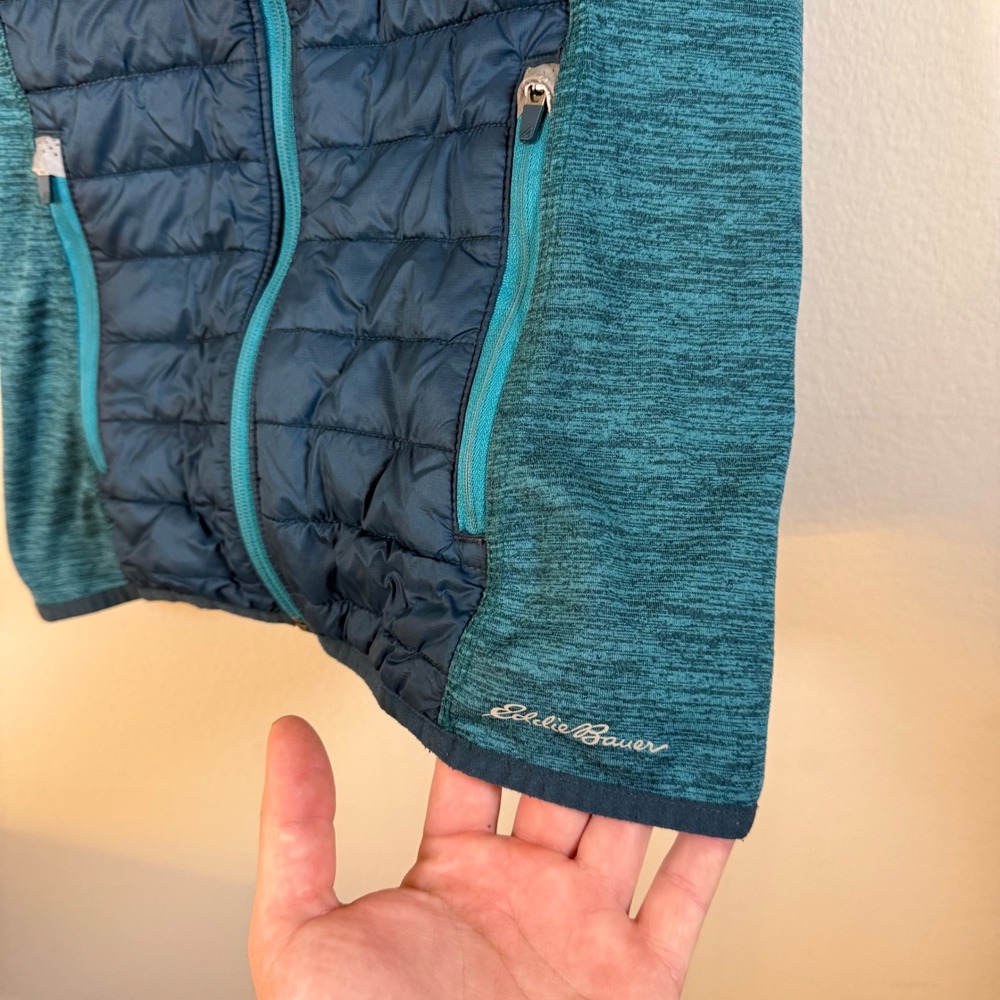Eddie Bauer Womens Primaloft Hybrid Puffer Vest Navy Teal Space Dye‎ Small - Picture 2 of 7